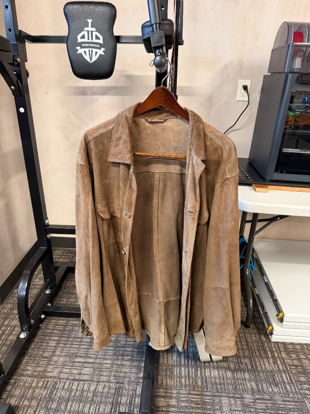 Tommy Bahama Men's Large Tan Suede Leather Snap-Front Shirt Jacket